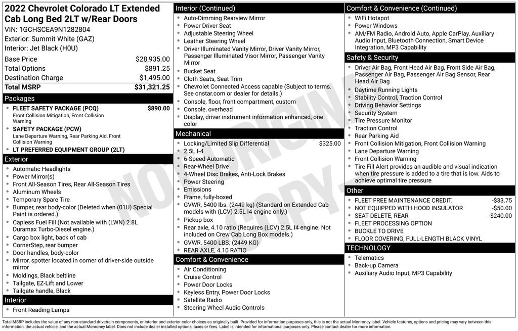 Used 2022 Chevrolet Colorado LT w/ Fleet Safety Package RWD image 17