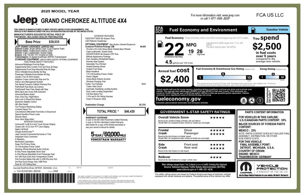 Certified 2025 Jeep Grand Cherokee Altitude AWD/4WD image 3