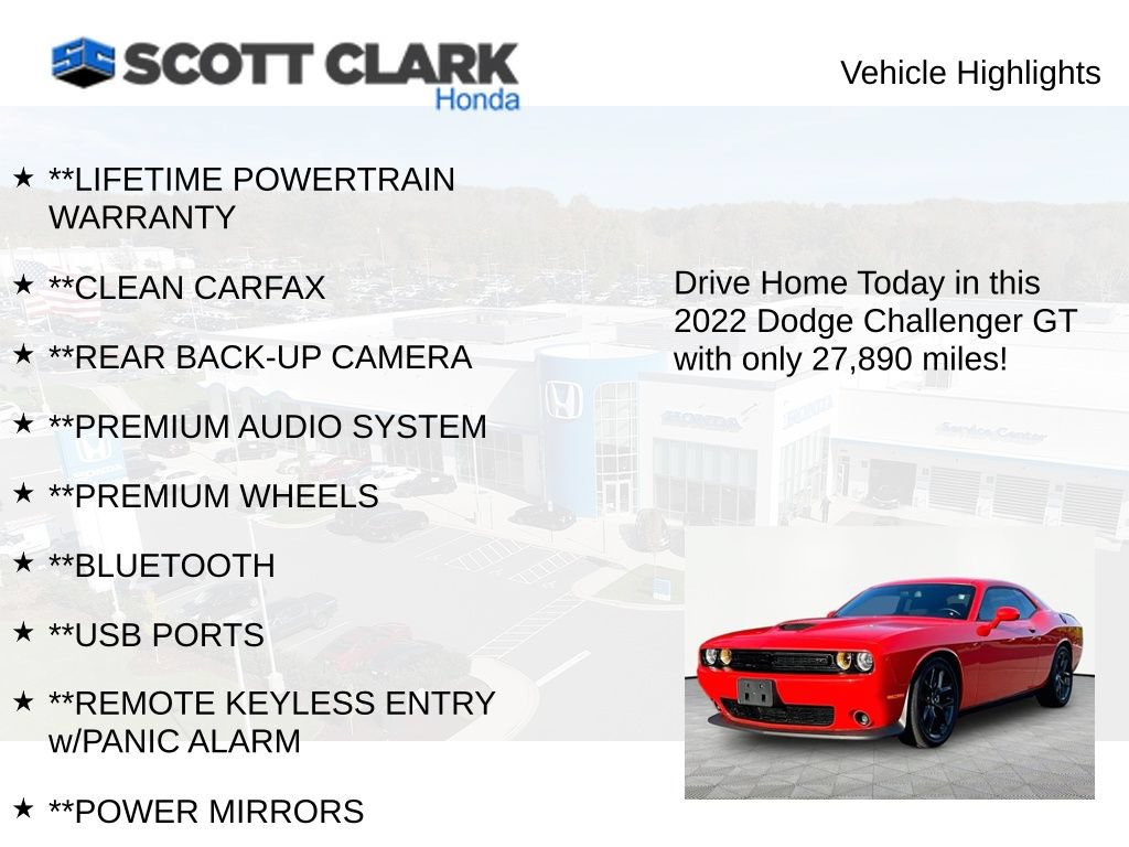Used 2022 Dodge Challenger GT w/ Blacktop Package RWD image 12