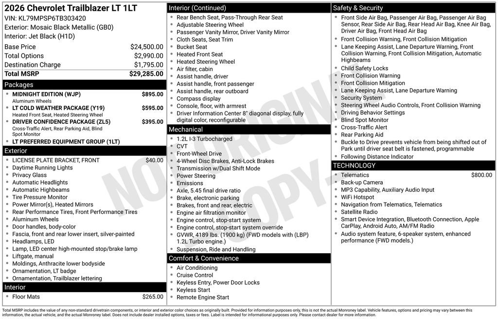 New 2026 Chevrolet TrailBlazer LT w/ Midnight Edition FWD image 6
