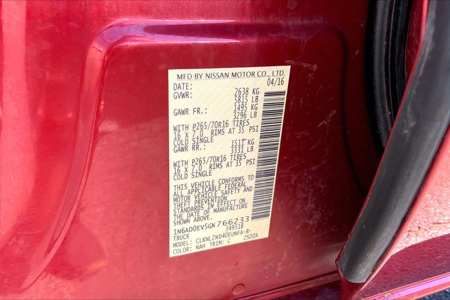 Used 2016 Nissan Frontier SV w/ SV Value Truck Package AWD/4WD image 37