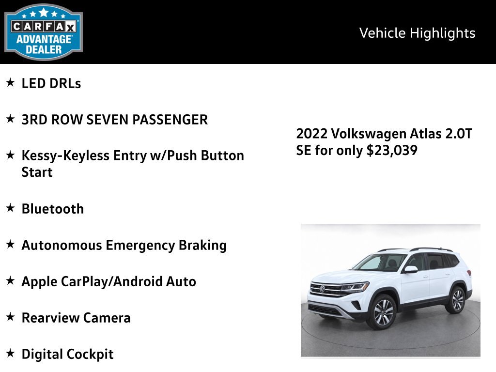 Used 2022 Volkswagen Atlas SE AWD/4WD image 4