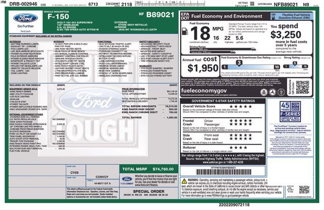 Certified 2022 Ford F150 King Ranch w/ Equipment Group 601A High image 38