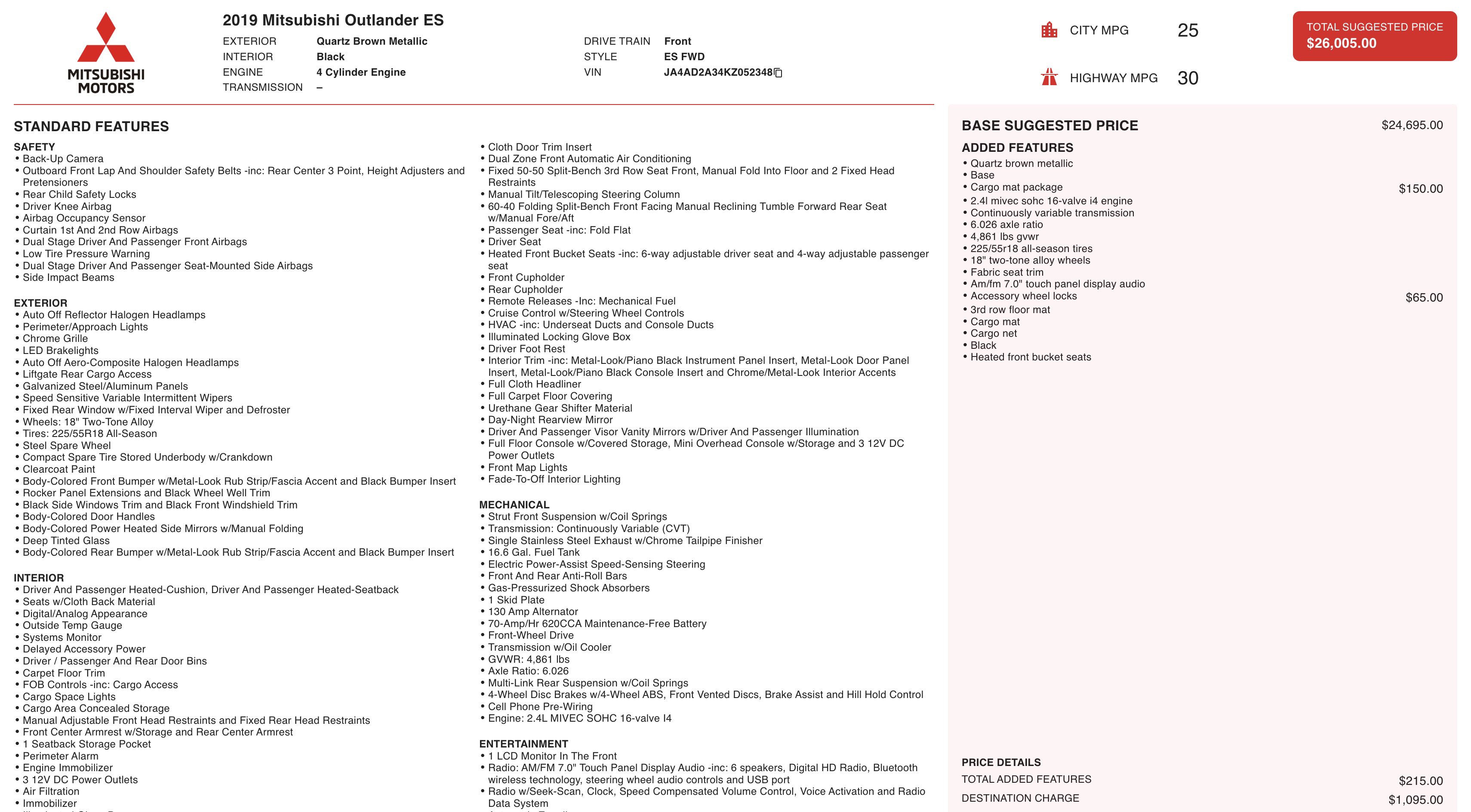 Used 2019 Mitsubishi Outlander ES image 6