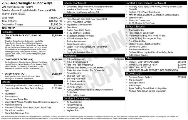 New 2026 Jeep Wrangler Unlimited Sport AWD/4WD image 37