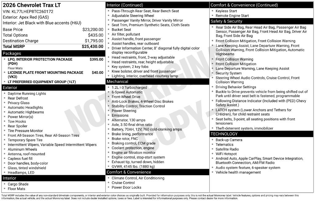 New 2026 Chevrolet Trax LT FWD image 22