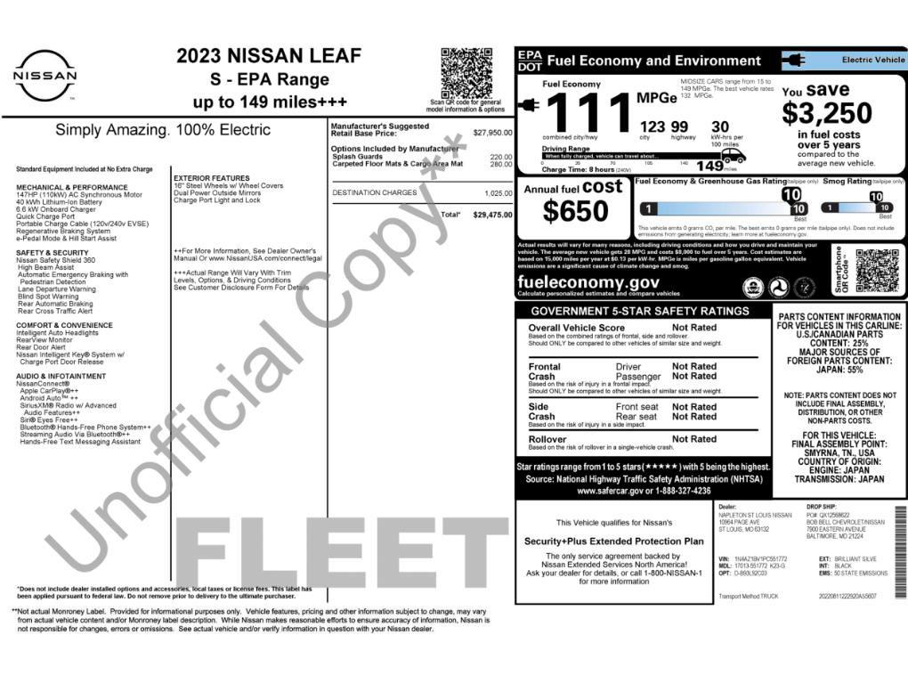 Used 2023 Nissan Leaf S FWD image 2