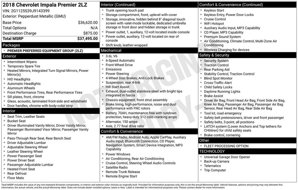 Used 2018 Chevrolet Impala Premier image 20