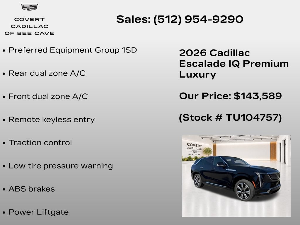 New 2026 Cadillac Escalade IQ Luxury 2 w/ LPO, Floor Liner Package AWD/4WD image 7