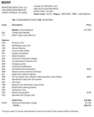 Certified 2023 Mercedes-Benz EQE 350+ SUV image 3