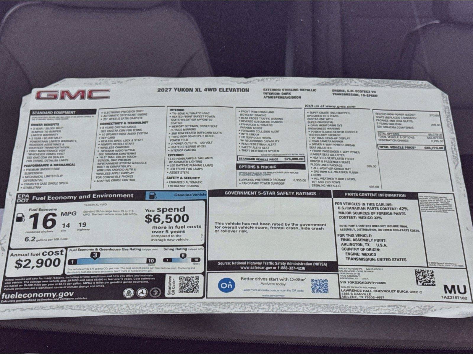 New 2027 GMC Yukon XL Elevation w/ LPO, Floor Liner Package AWD/4WD image 20