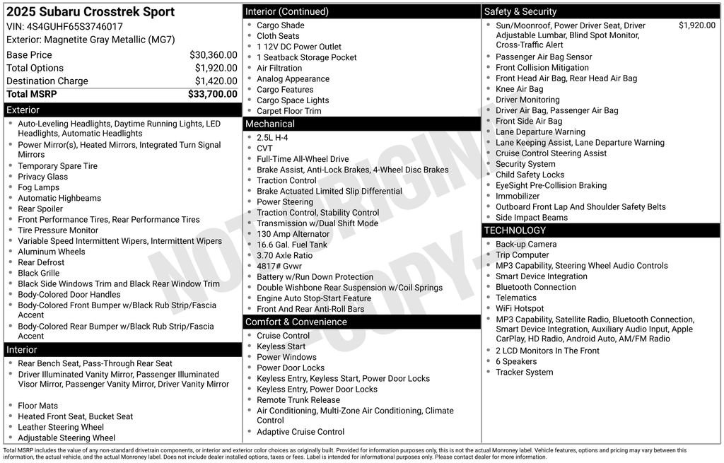 Certified 2025 Subaru Crosstrek 2.5i Sport AWD/4WD image 26