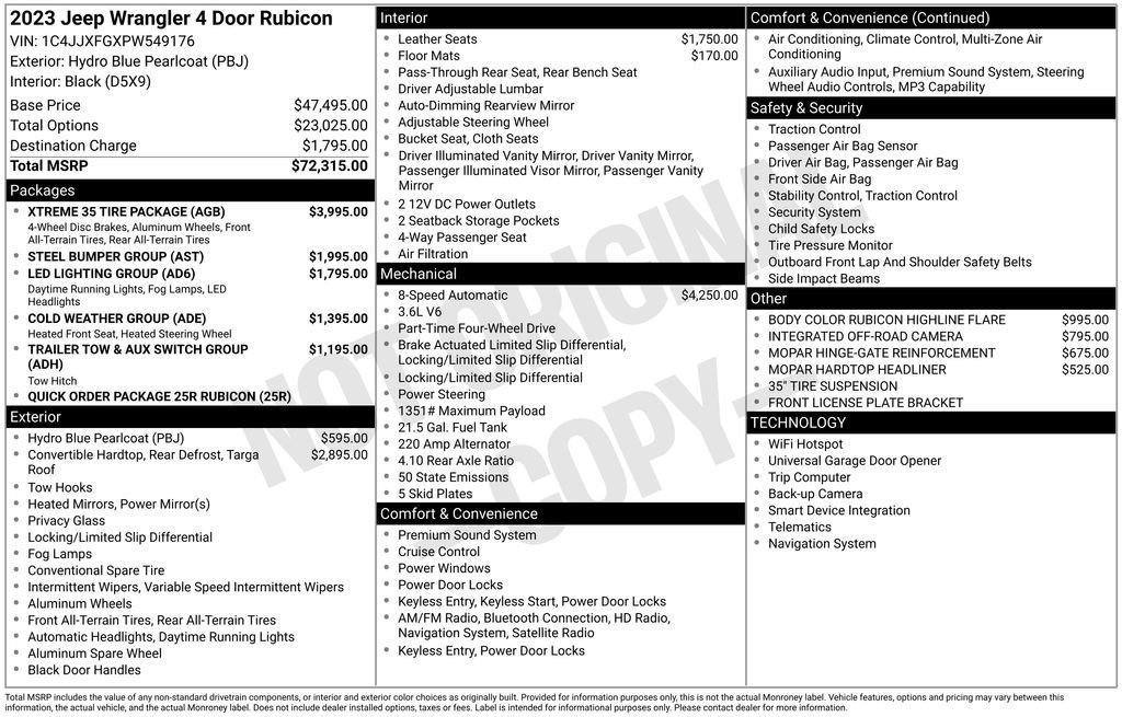 Used 2023 Jeep Wrangler Unlimited Rubicon w/ Xtreme 35 Tire Package AWD/4WD image 2