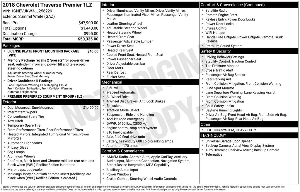 Used 2018 Chevrolet Traverse Premier image 2