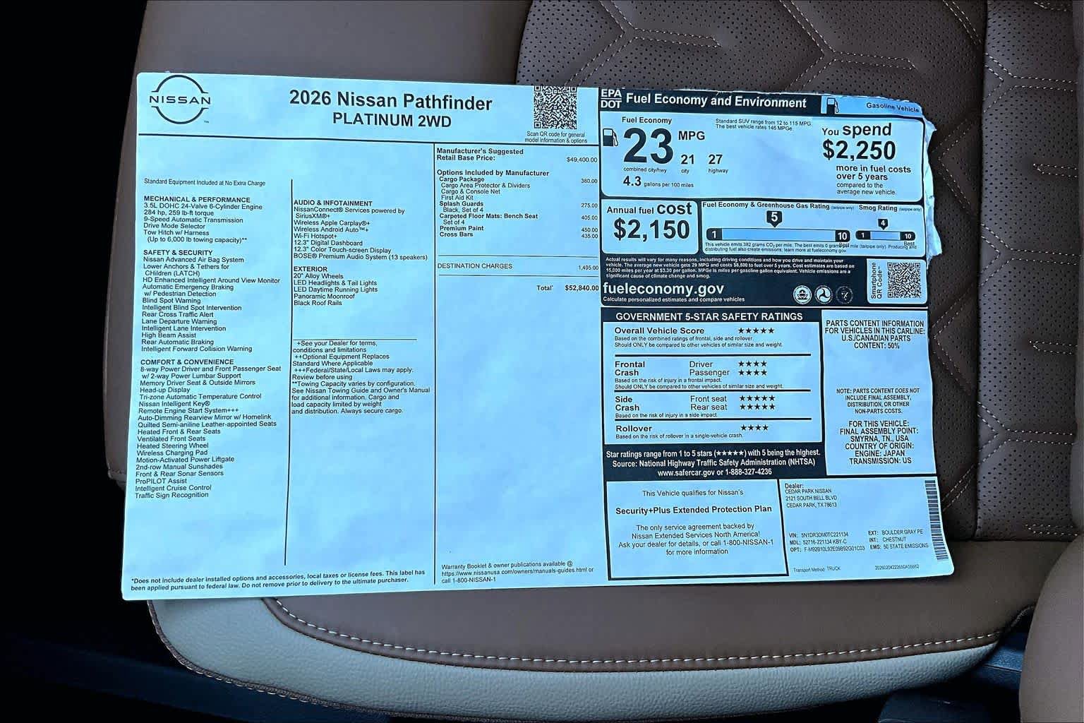 New 2026 Nissan Pathfinder Platinum w/ Cargo Package FWD image 21