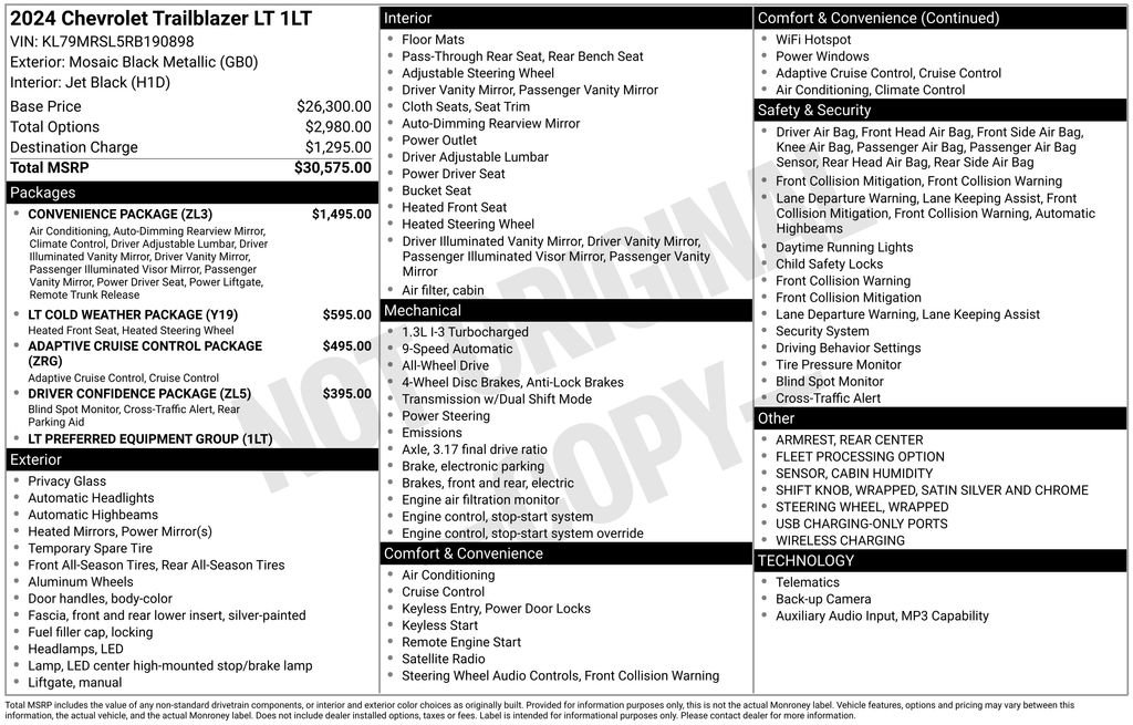 Used 2024 Chevrolet TrailBlazer LT w/ Convenience Package AWD/4WD image 34