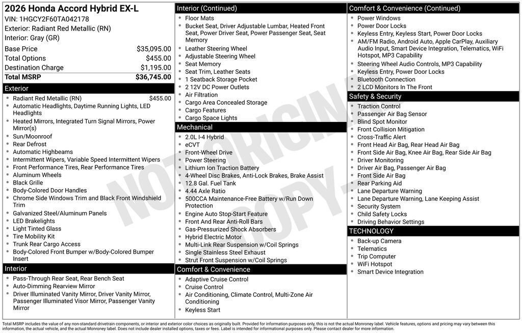 New 2026 Honda Accord EX-L image 4