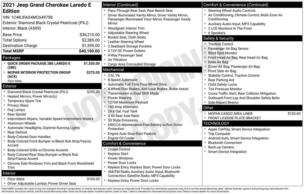 Used 2021 Jeep Grand Cherokee Laredo AWD/4WD image 33