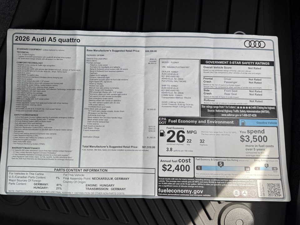 New 2026 Audi A5 2.0T Prestige AWD/4WD image 33