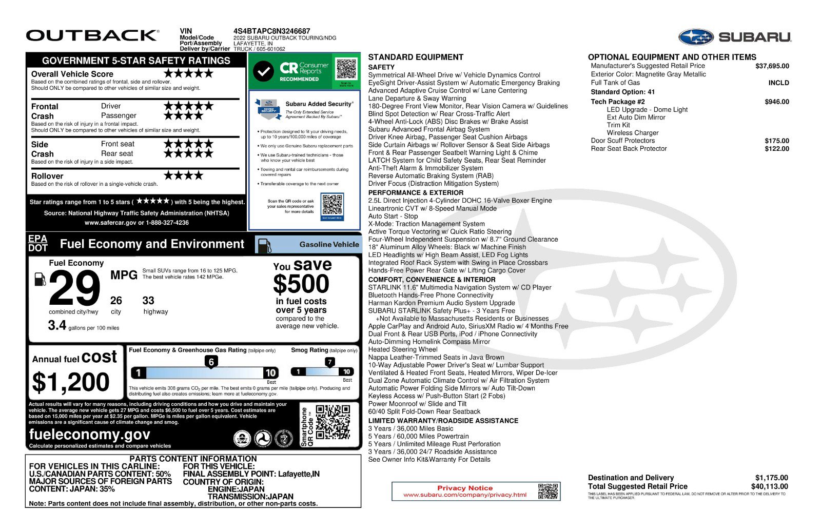 Used 2022 Subaru Outback Touring w/ Tech Package 2 image 11