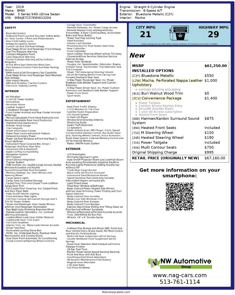 Used 2019 BMW 540i xDrive w/ Convenience Package image 2