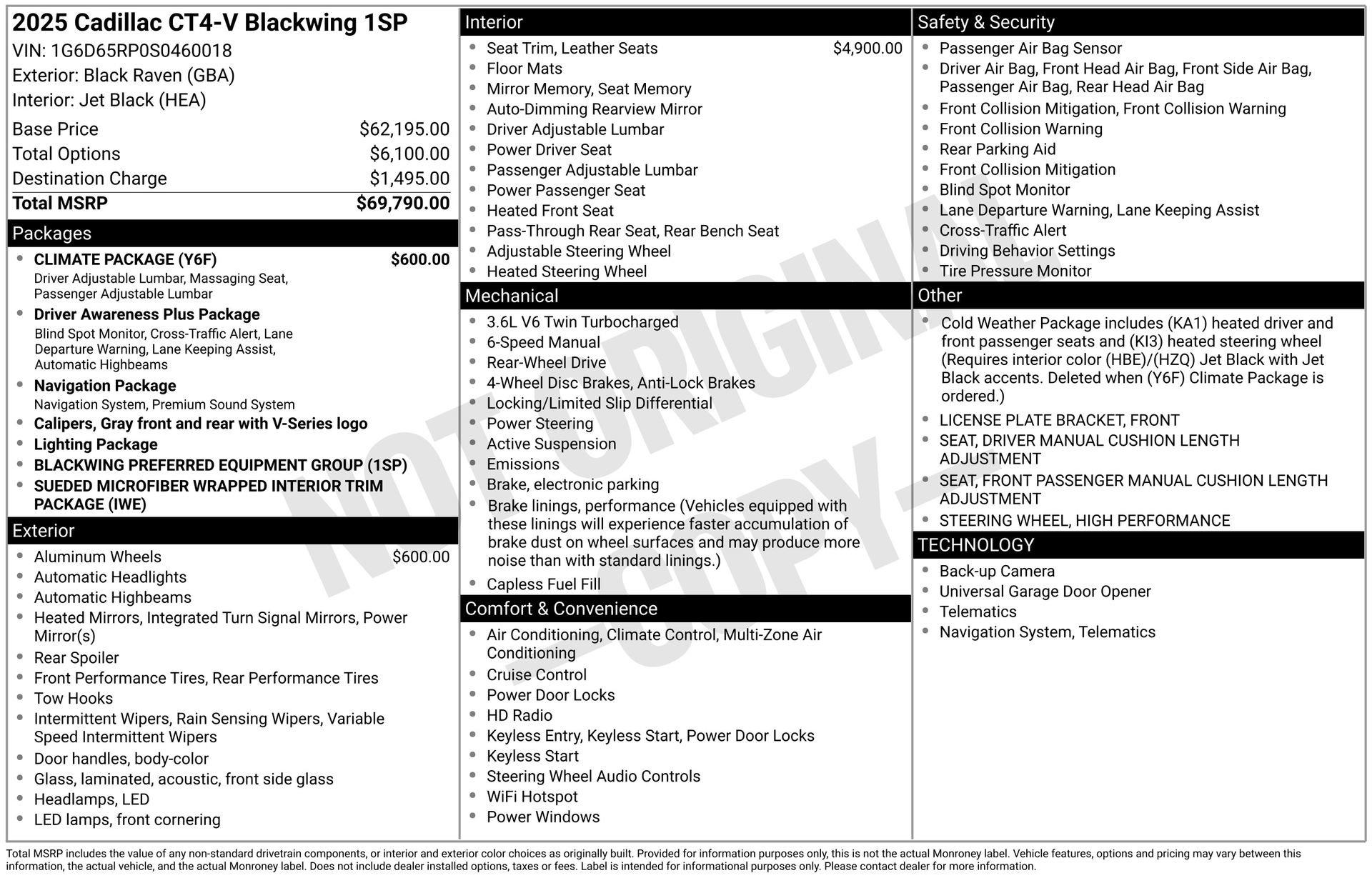 Used 2025 Cadillac CT4 V Blackwing w/ Climate Package image 14