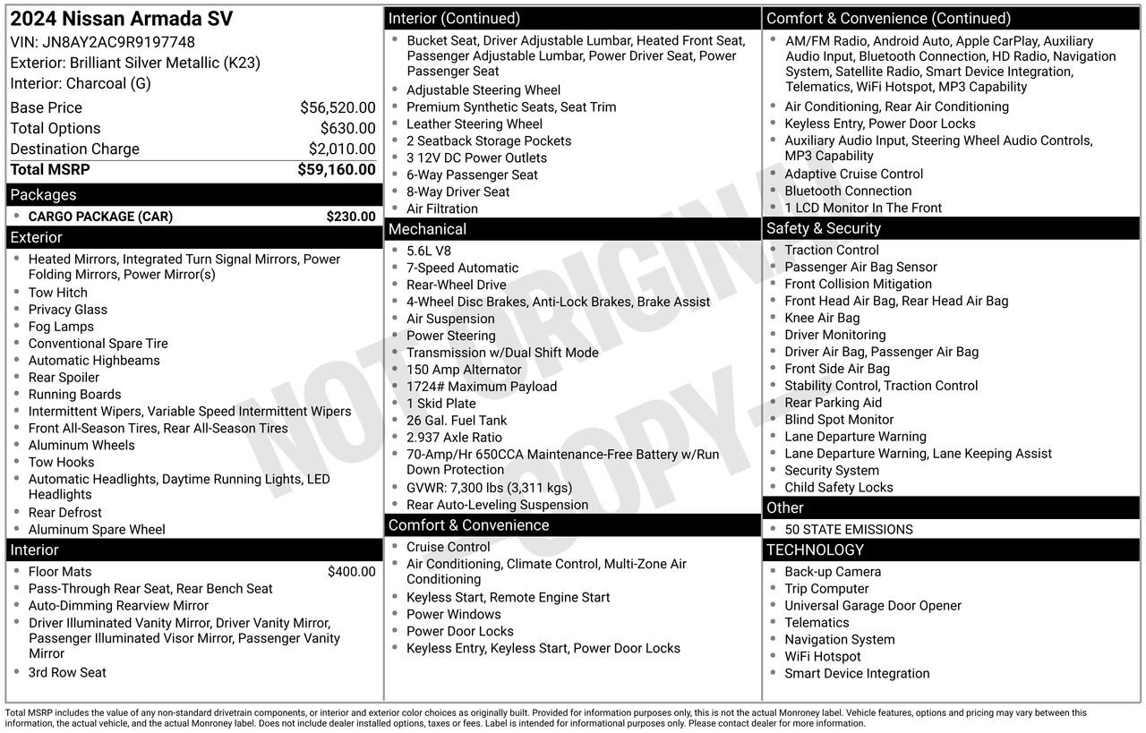 Certified 2024 Nissan Armada SV w/ Cargo Package image 20