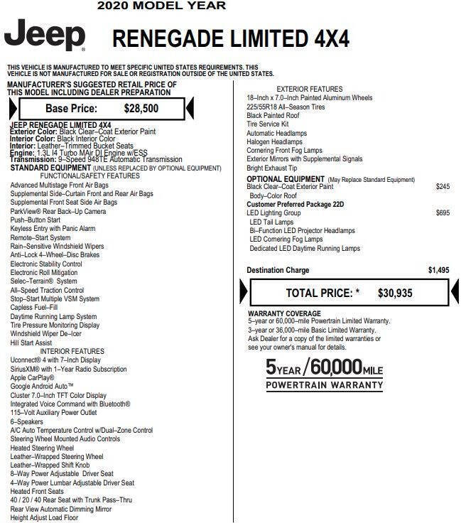 Used 2020 Jeep Renegade Limited w/ LED Lighting Group image 12
