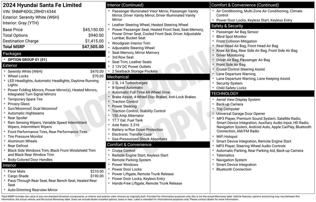 Used 2024 Hyundai Santa Fe Limited AWD/4WD image 6