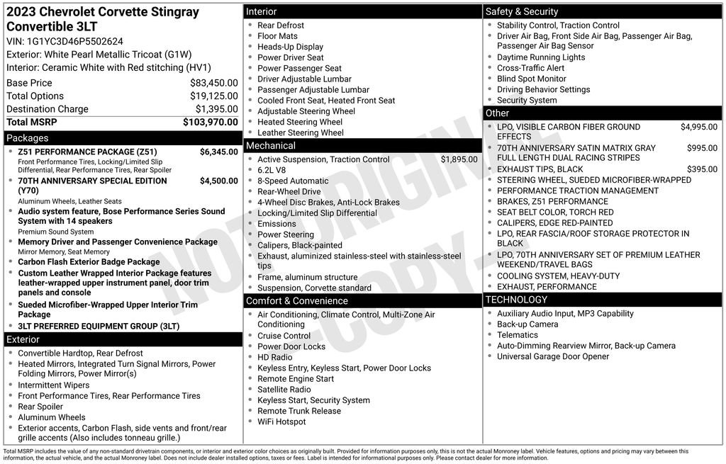 Used 2023 Chevrolet Corvette Stingray Premium Conv w/ Z51 Performance Package RWD image 9