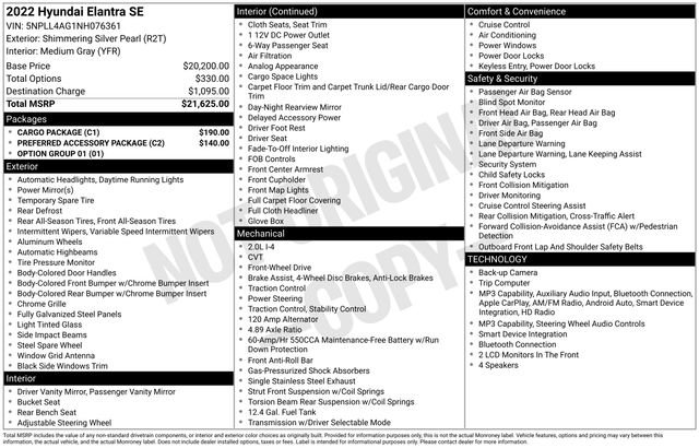 Used 2022 Hyundai Elantra SE w/ Cargo Package FWD image 7