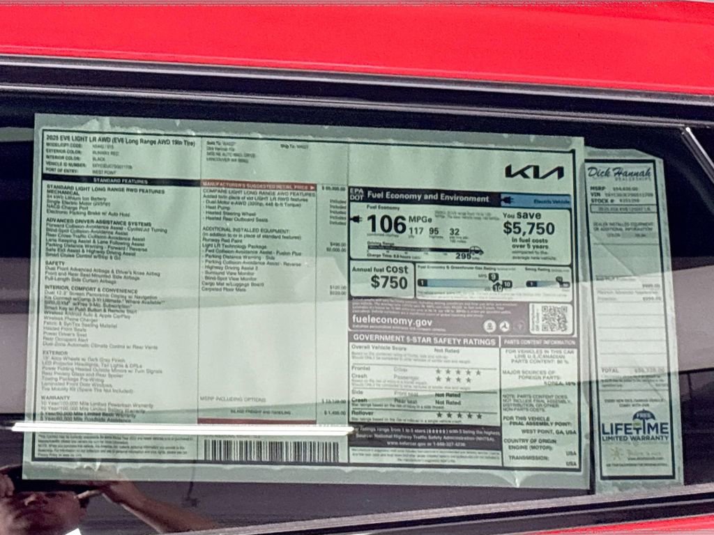 New 2025 Kia EV6 Light w/ Light LR Technology Package image 24