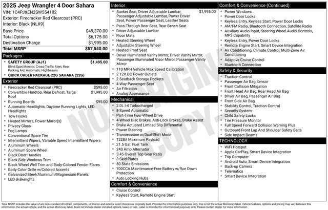Used 2025 Jeep Wrangler Sahara w/ Safety Group AWD/4WD image 39