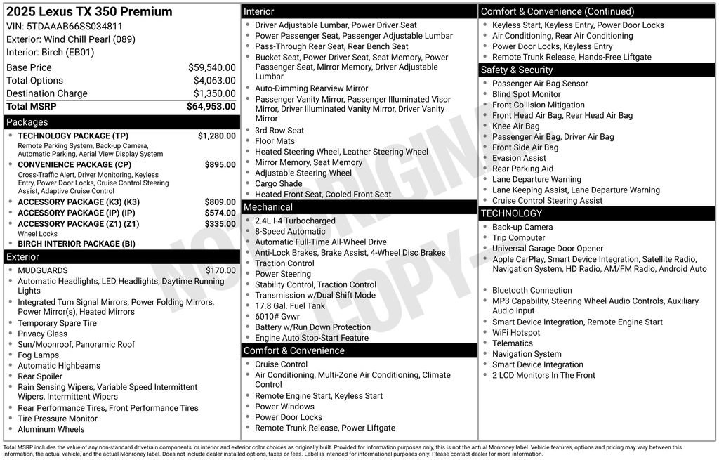 Used 2025 Lexus TX 350 AWD w/ Technology Package image 6