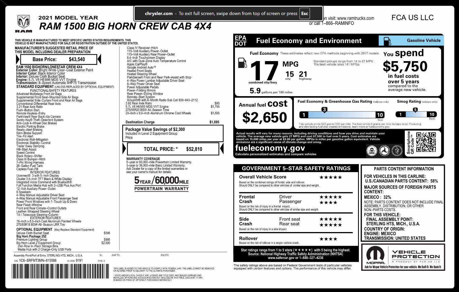 Used 2021 RAM 1500 Big Horn AWD/4WD image 3