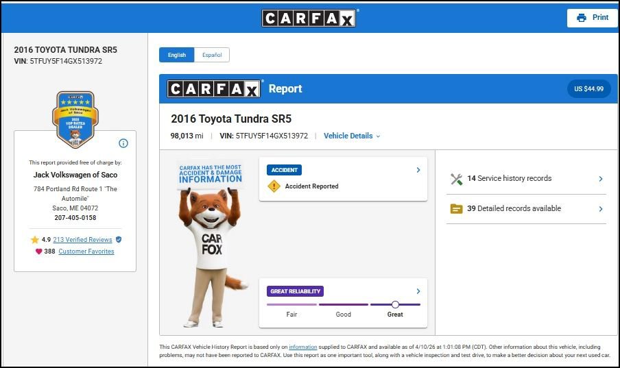 Used 2016 Toyota Tundra SR5 image 7