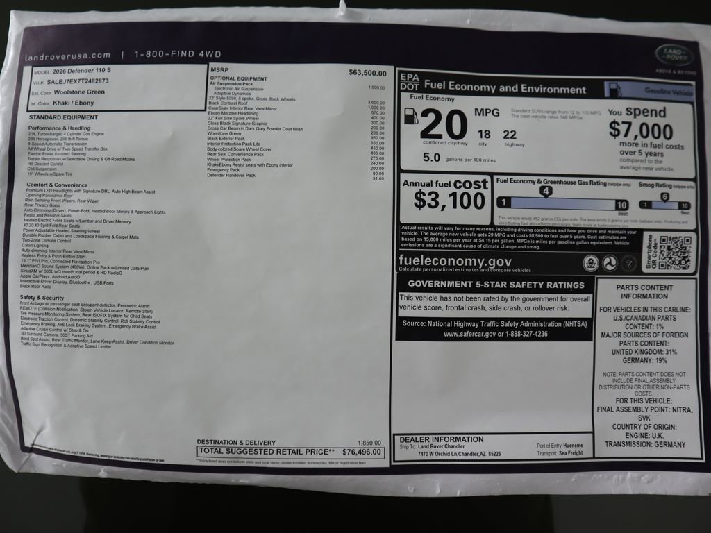 New 2026 Land Rover Defender 110 S image 9