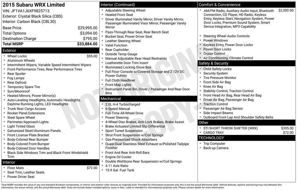 Used 2015 Subaru WRX Limited image 7