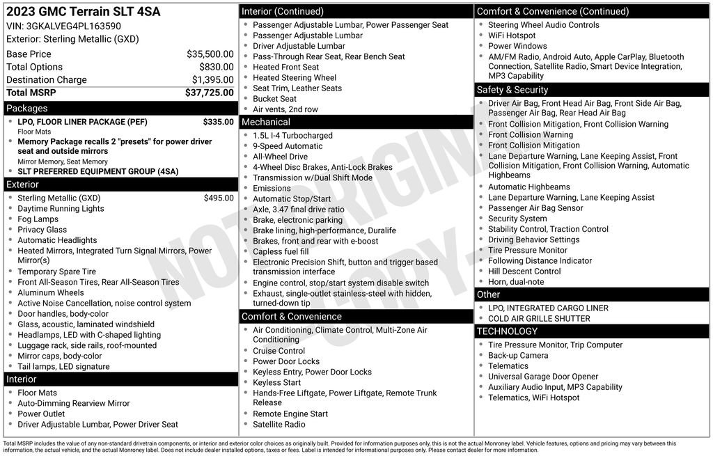 Used 2023 GMC Terrain SLT w/ LPO, Floor Liner Package AWD/4WD image 6