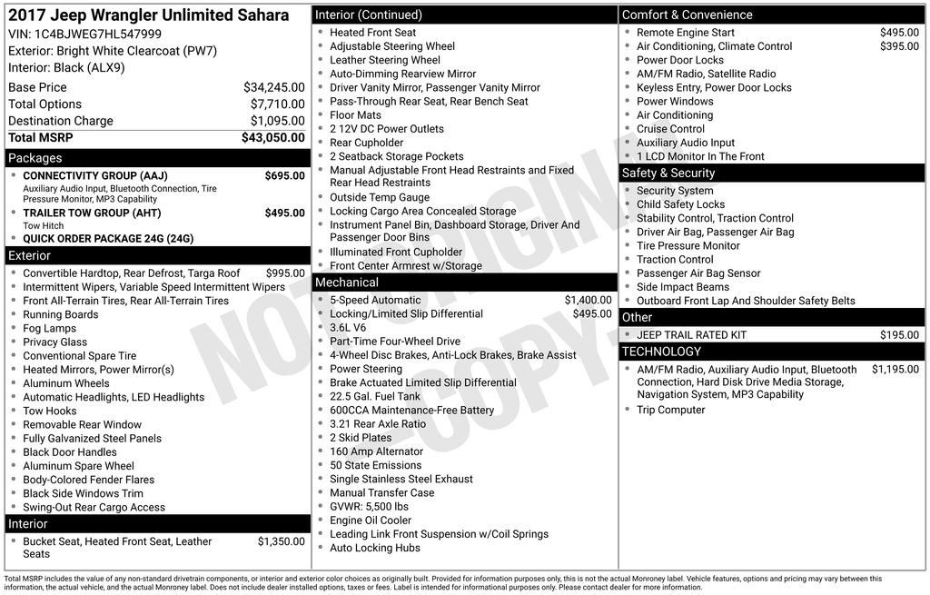 Certified 2017 Jeep Wrangler Unlimited Sahara w/ Connectivity Group AWD/4WD image 7