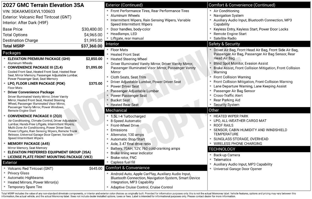 New 2027 GMC Terrain Elevation w/ Elevation Premium Package FWD image 37
