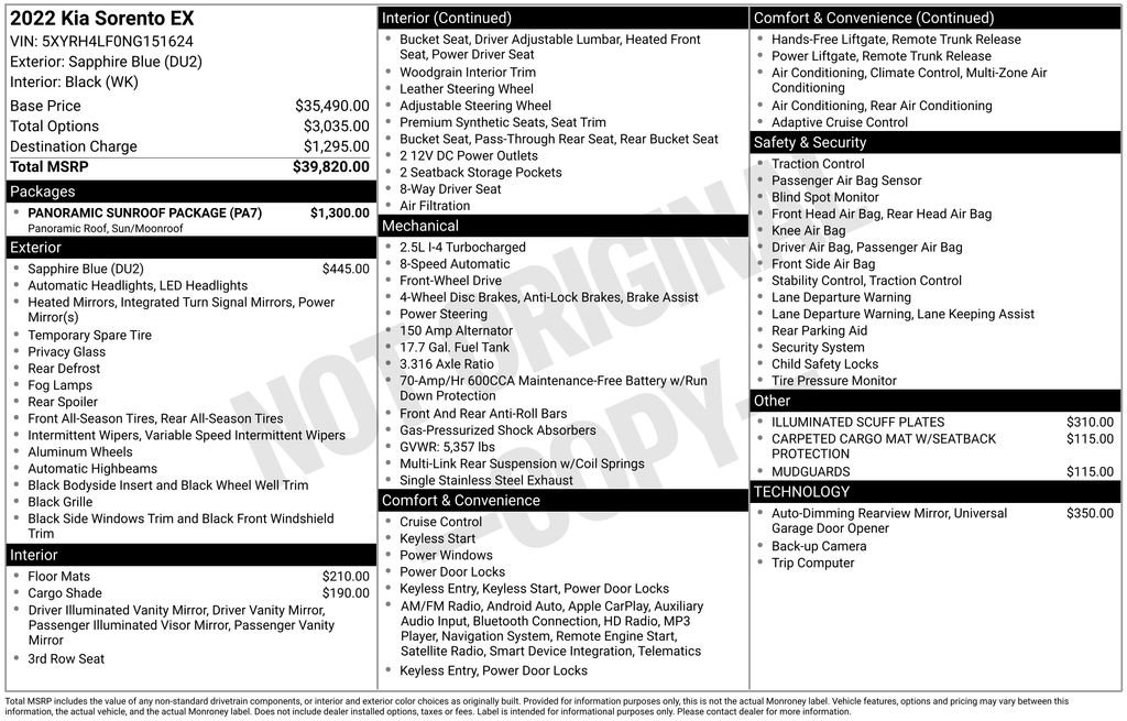 Used 2022 Kia Sorento EX w/ Panoramic Sunroof Package image 15