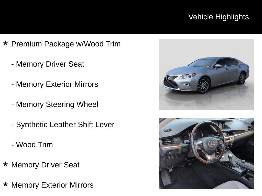 Used 2016 Lexus ES 350 w/ Premium Package w/Wood Trim image 6