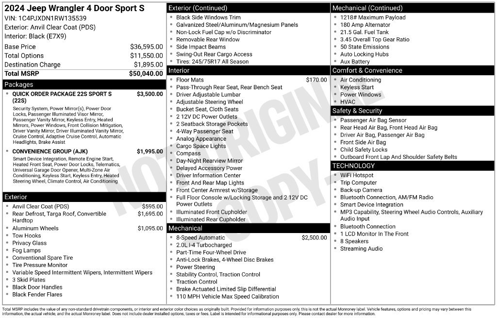 Used 2024 Jeep Wrangler Unlimited Sport AWD/4WD image 10