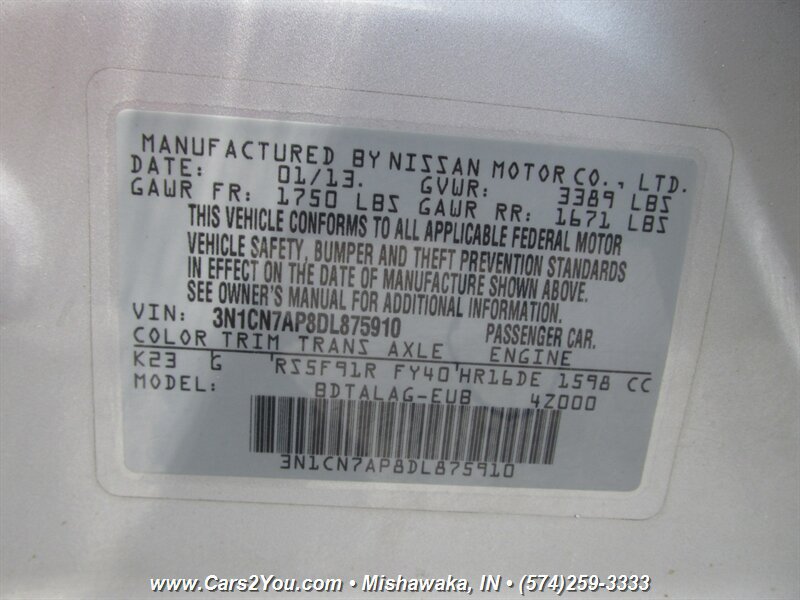 Used 2013 Nissan Versa S FWD image 21