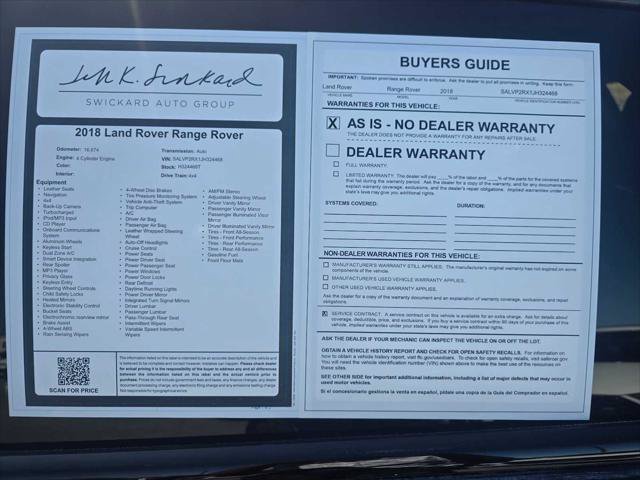 Used 2018 Land Rover Range Rover Evoque SE AWD/4WD image 16