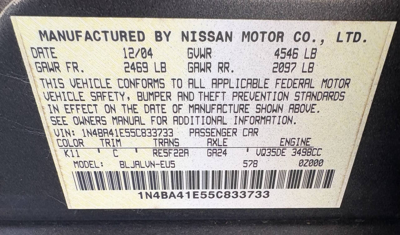 Used 2005 Nissan Maxima 3.5 SL w/ (T05) Navigation System Pkg FWD image 17