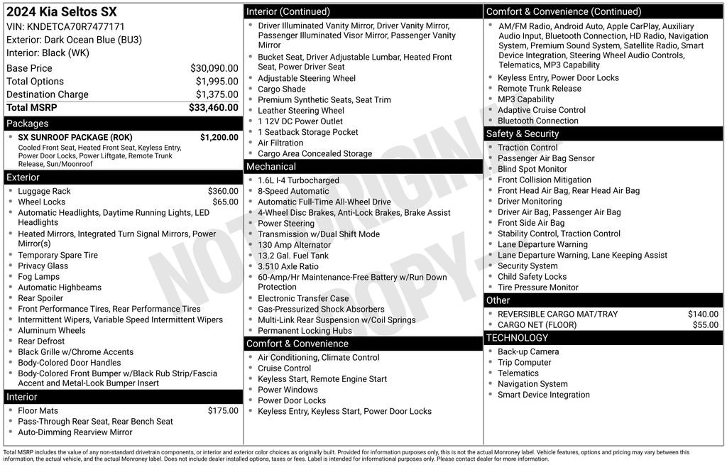 Used 2024 Kia Seltos SX w/ SX Sunroof Package AWD/4WD image 6