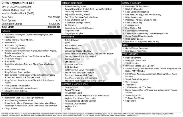 Certified 2025 Toyota Prius XLE FWD image 33