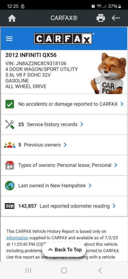 Used 2012 INFINITI QX56 4WD w/ Theater Pkg image 56